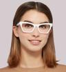 White Dolce & Gabbana DG3359-53 Cat-eye Glasses - Modelled by a female