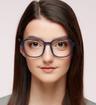 Solid Dark Blue Glasses Direct Jada Square Glasses - Modelled by a female