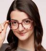 Purple Havana Glasses Direct Julia Round Glasses - Modelled by a female