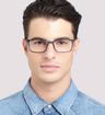 Blue Horn/ Blue harrington Aiden Rectangle Glasses - Modelled by a male