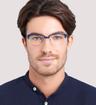 Navy harrington Gingham Clubmaster Glasses - Modelled by a male