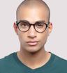 Shiny Black Crystal London Retro Canary Round Glasses - Modelled by a male