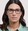 Grey/ Brown London Retro Clapham Rectangle Glasses - Modelled by a female