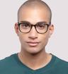 Grey/ Brown London Retro Clapham Rectangle Glasses - Modelled by a male