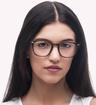 Crystal Brown Tartan London Retro Harlesden Round Glasses - Modelled by a female