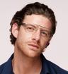 Matte Silver London Retro Jenson Aviator Glasses - Modelled by a male