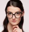 Black Pink Ribbon Jasmine Square Glasses - Modelled by a female
