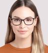 Shiny Black/Matte Silver Scout Aviana Rectangle Glasses - Modelled by a female