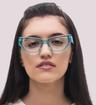 Crystal Blue Scout Harmony Cat-eye Glasses - Modelled by a female