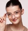 Crystal Pink Scout Jade Oval Glasses - Modelled by a female