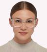 Crystal Tommy Jeans TJ0058 Rectangle Glasses - Modelled by a female