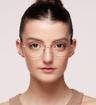 Gold Copper Tommy Jeans TJ0096 Rectangle Glasses - Modelled by a female