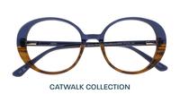 Gradient Blue / Brown Horn Aspire Hattie Oval Glasses - Flat-lay