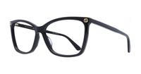 Black Gucci GG0025O Rectangle Glasses - Angle