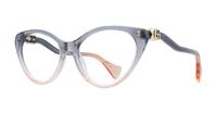 Blue / Blue Transparent Gucci GG1013O Cat-eye Glasses - Angle