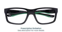 Shiny Black Green Harrington Sport Beat Rectangle Glasses - Flat-lay
