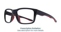 Shiny Black Red Harrington Sport Beat Rectangle Glasses - Angle