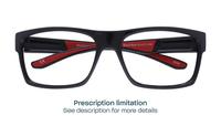 Shiny Black Red Harrington Sport Blaze Rectangle Glasses - Flat-lay