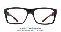 Shiny Black Red Harrington Sport Blaze Rectangle Glasses - Front