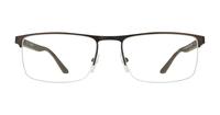 Matte Brown / Twill Silver harrington Jeffrey Rectangle Glasses - Front
