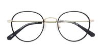 Black/Gold London Retro Concord Round Glasses - Flat-lay