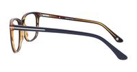 Navy Blue/ Orange London Retro Eastcote Rectangle Glasses - Side