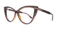 Dark Havana Tom Ford FT5843-B Cat-eye Glasses - Angle