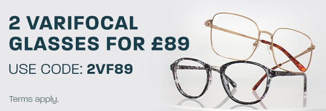 2 Varifocal glasses for £89 - use code: 2VF89