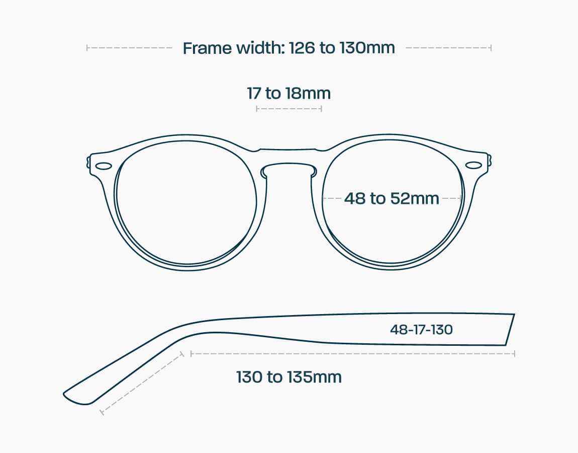Measurements of a medium-sized glasses frame