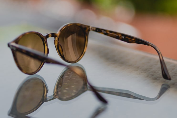 A pair of tortoiseshell sunglasses