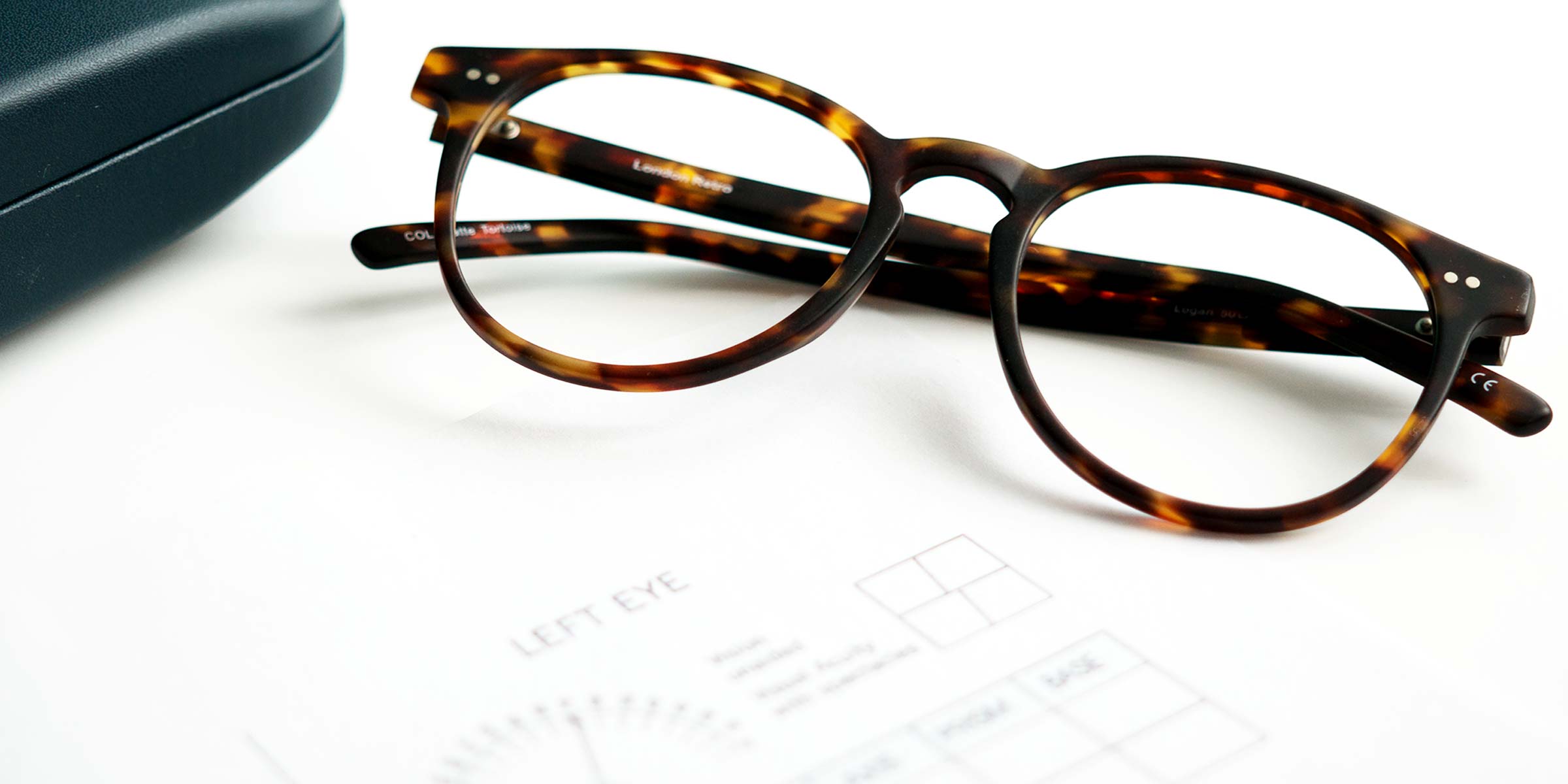 A tortoiseshell glasses frame