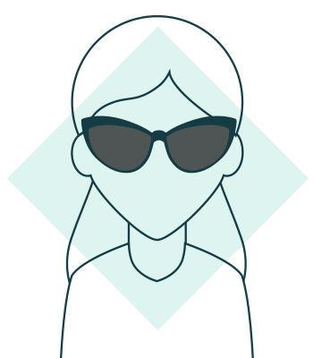 Illustration of a diamond-shaped face wearing cat-eye sunglasses