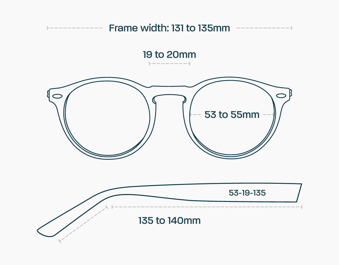 Measurements of a large glasses frame