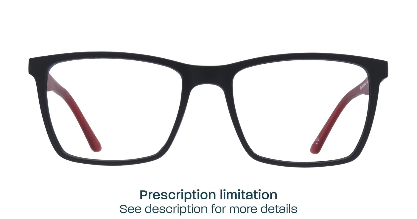 Glasses Direct Brad  - Matte Black / Red - Distance, Basic Lenses, No Tints