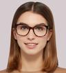 Tortoise Shell Arden Cedar Rectangle Glasses - Modelled by a female