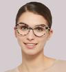 Milky Mottle/ Purple Arden Lily Cat-eye Glasses - Modelled by a female