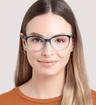 Gradient Blue Aspire Beatrice Cat-eye Glasses - Modelled by a female