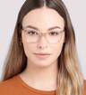 Blonde Aspire Luna Rectangle Glasses - Modelled by a female