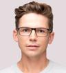 Gloss Black CAT 3013 Rectangle Glasses - Modelled by a male