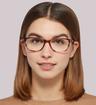 Shiny Striped Pink Emporio Armani EA3099 Cat-eye Glasses - Modelled by a female