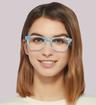 Aquamarine Glasses Direct Andi Birthstone Round Glasses - Modelled by a female