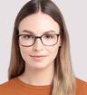 Grey/Horn Glasses Direct Ashlyn Rectangle Glasses - Modelled by a female