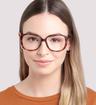 Matte Havana Glasses Direct Becca Square Glasses - Modelled by a female