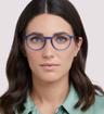 Matte Crystal Blue Glasses Direct Boston Round Glasses - Modelled by a female