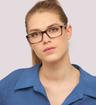 Grey / Horn Glasses Direct Doran Rectangle Glasses - Modelled by a female
