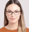 Tortoise Glasses Direct Elaine Rectangle Glasses - Modelled by a female