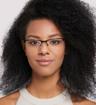 Matte Black Glasses Direct Elise Rectangle Glasses - Modelled by a female