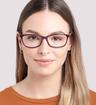 Burgundy/Pink Glasses Direct Ella Rectangle Glasses - Modelled by a female