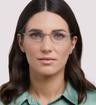 Matte Silver Glasses Direct Ellis Rectangle Glasses - Modelled by a female