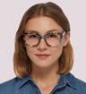 Grey/ Green Havana Glasses Direct Finn Square Glasses - Modelled by a female